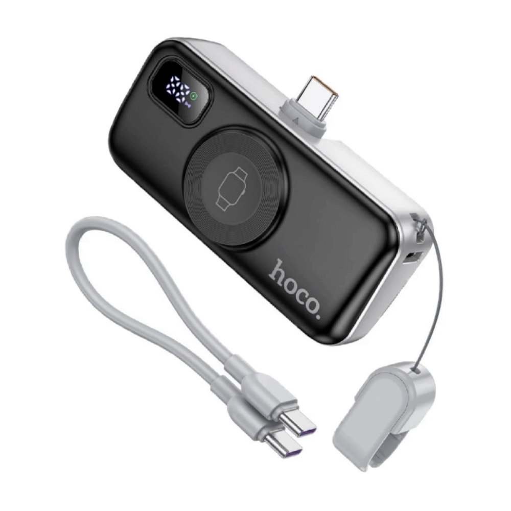แบตสำรอง HOCO A18C 5000MAH สีดำ แบบ TYPE-C พร้อมระบบชาร์จไร้สาย APPLE WATCH และ ชาร์จเร็ว PD 20W / QC 3.0